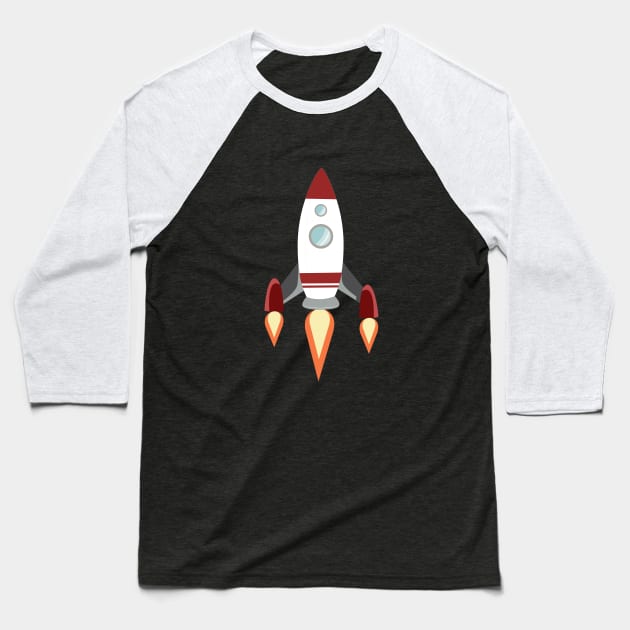 Red retro starship Baseball T-Shirt by TTL